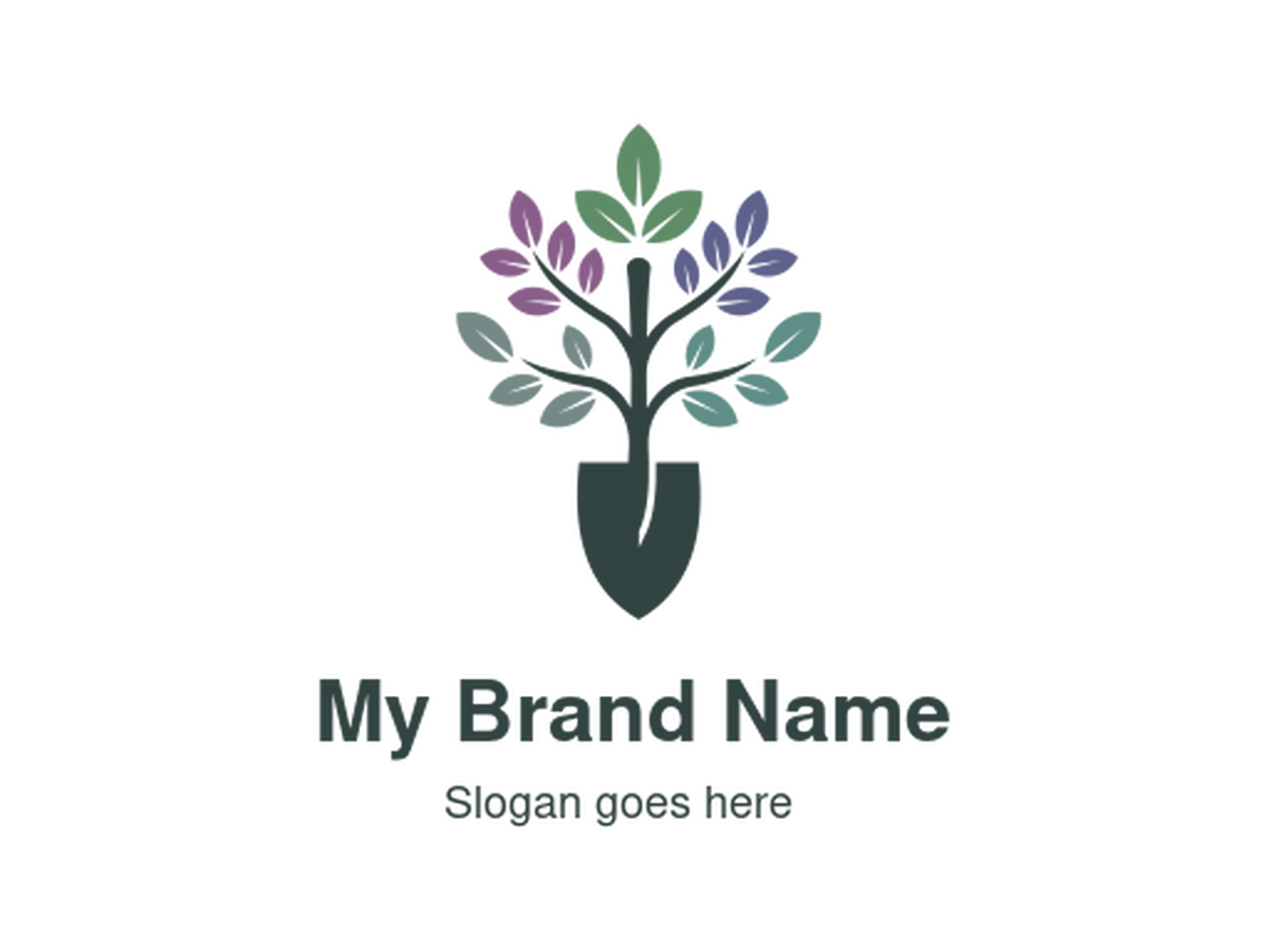 Colorful Tree in Shovel Logo for Gardening, Eco Brands, and Sustainability Projects